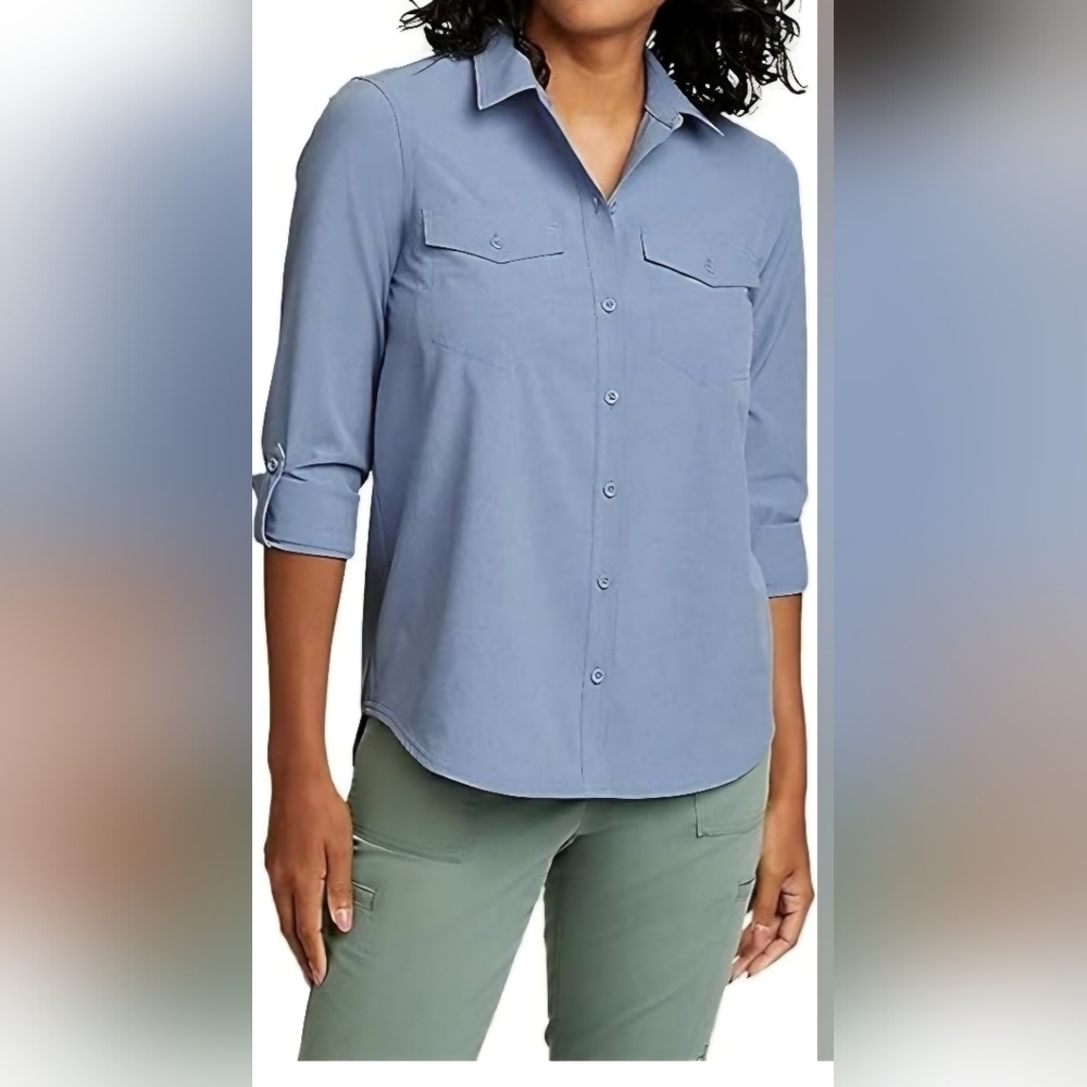 NWOT Eddie Bauer Women's Blue Button Down Shirt Size XXL